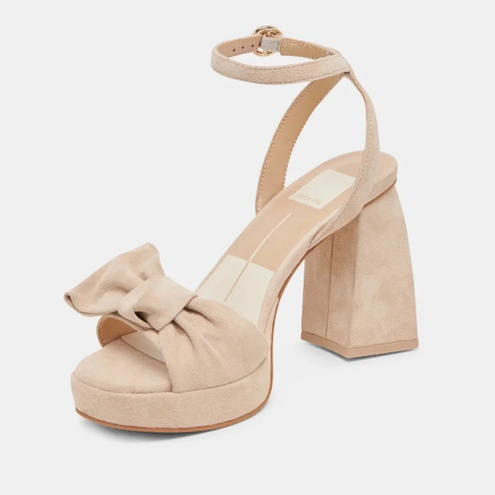 Dolce Vita Pacie Heels Camel Suede Bow Platform Sandals Size 8 $150 Retail